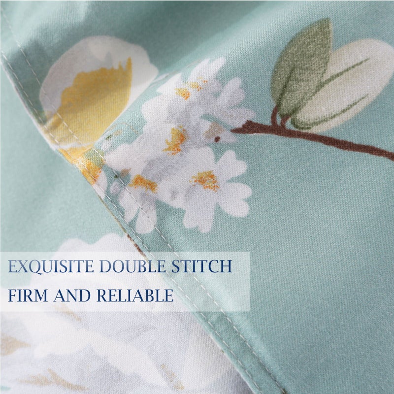 Nanko King Duvet Cover Set 3 Pieces 104X90 Size (1 Duvet Cover + 2 Pillow Shams) - Green Floral Printed -Soft Lightweight Luxury Microfiber - Teal Flower Comforter Cover - Image 2